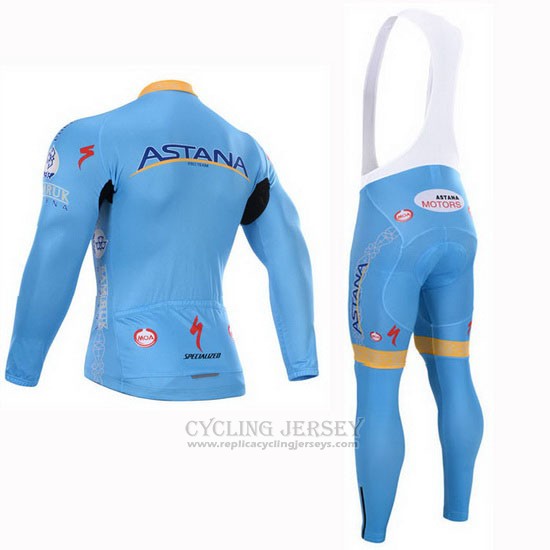 2015 Cycling Jersey Astana Light Blue Long Sleeve and Bib Tight
